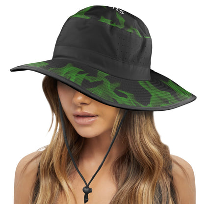Green Flame "DAMILA SPORTS" Wide Brim Bucket Hat